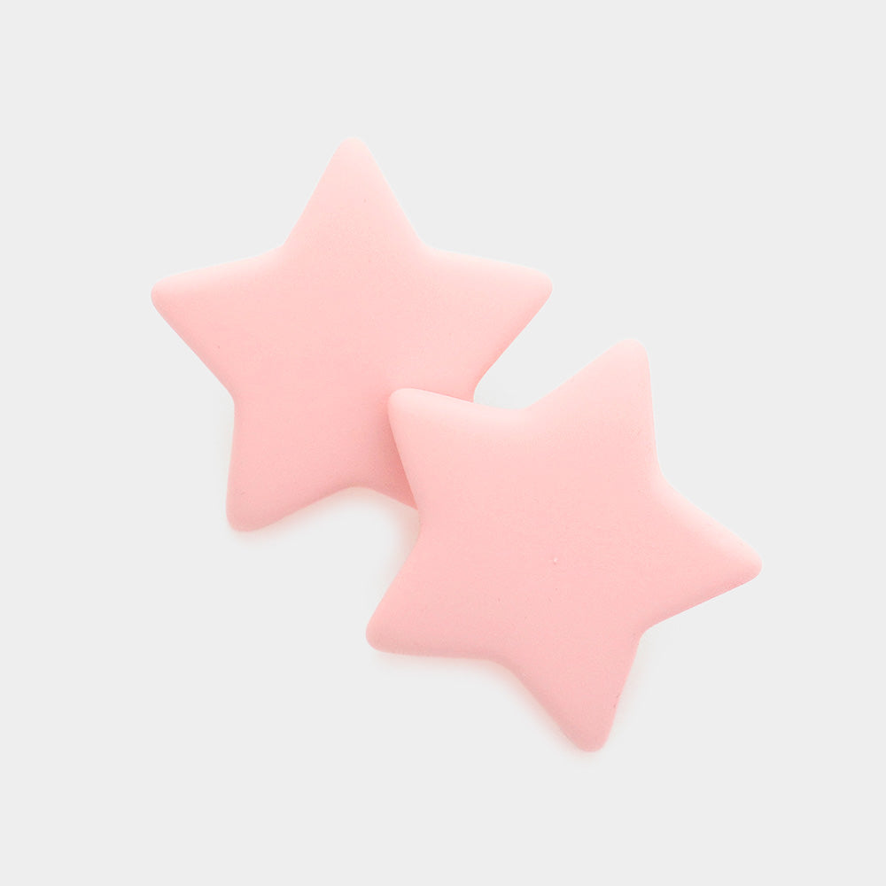 Clay Star Stud Earring, Light Pink