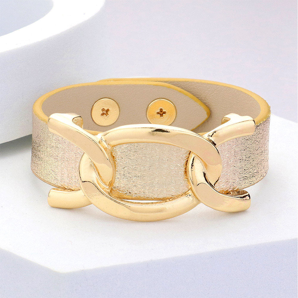 Chain Link Watch Band Strap Bracelet, Gold