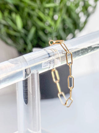 Margot Paperclip Link Bracelet 7.2 inch Gold Plated Stainless Steel