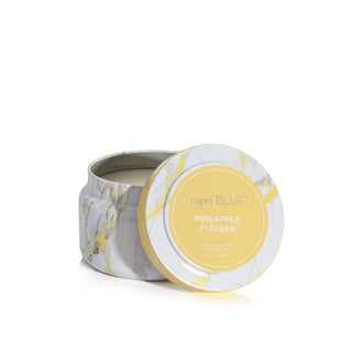 Capri Blue Candle Pineapple Flower Modern Marble Travel Tin 8.5oz