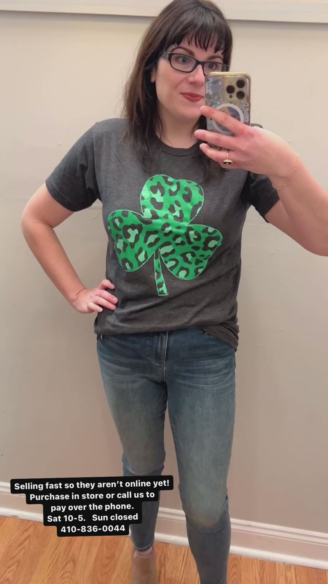 St. Patrick's Leopard Shamrock Graphic Tee Charcoal