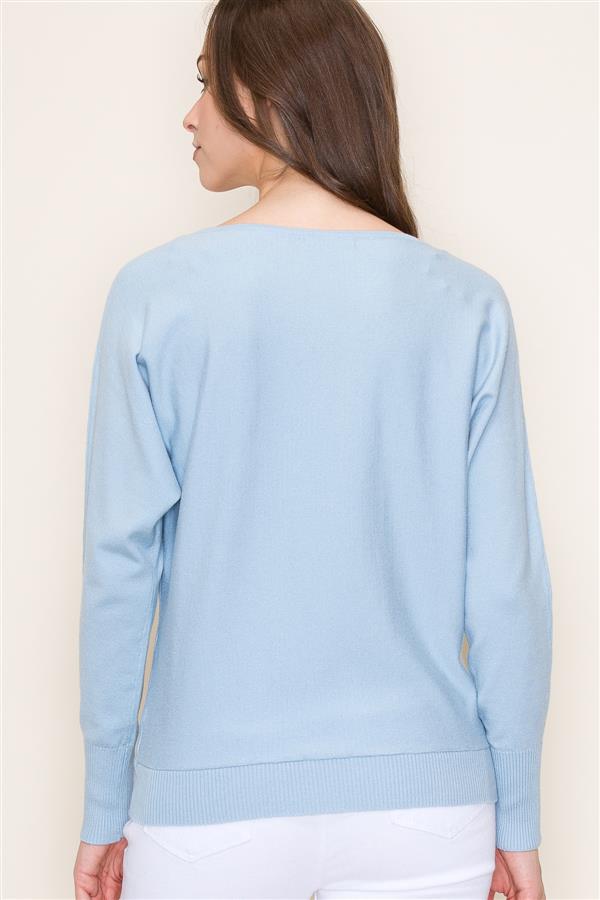 Super Soft Boatneck Sweater, Light Blue