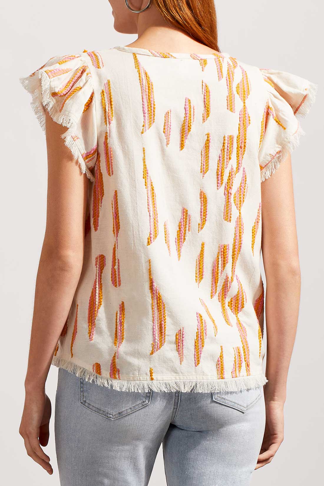 Flutter Sleeve Blouse w/ Tassels