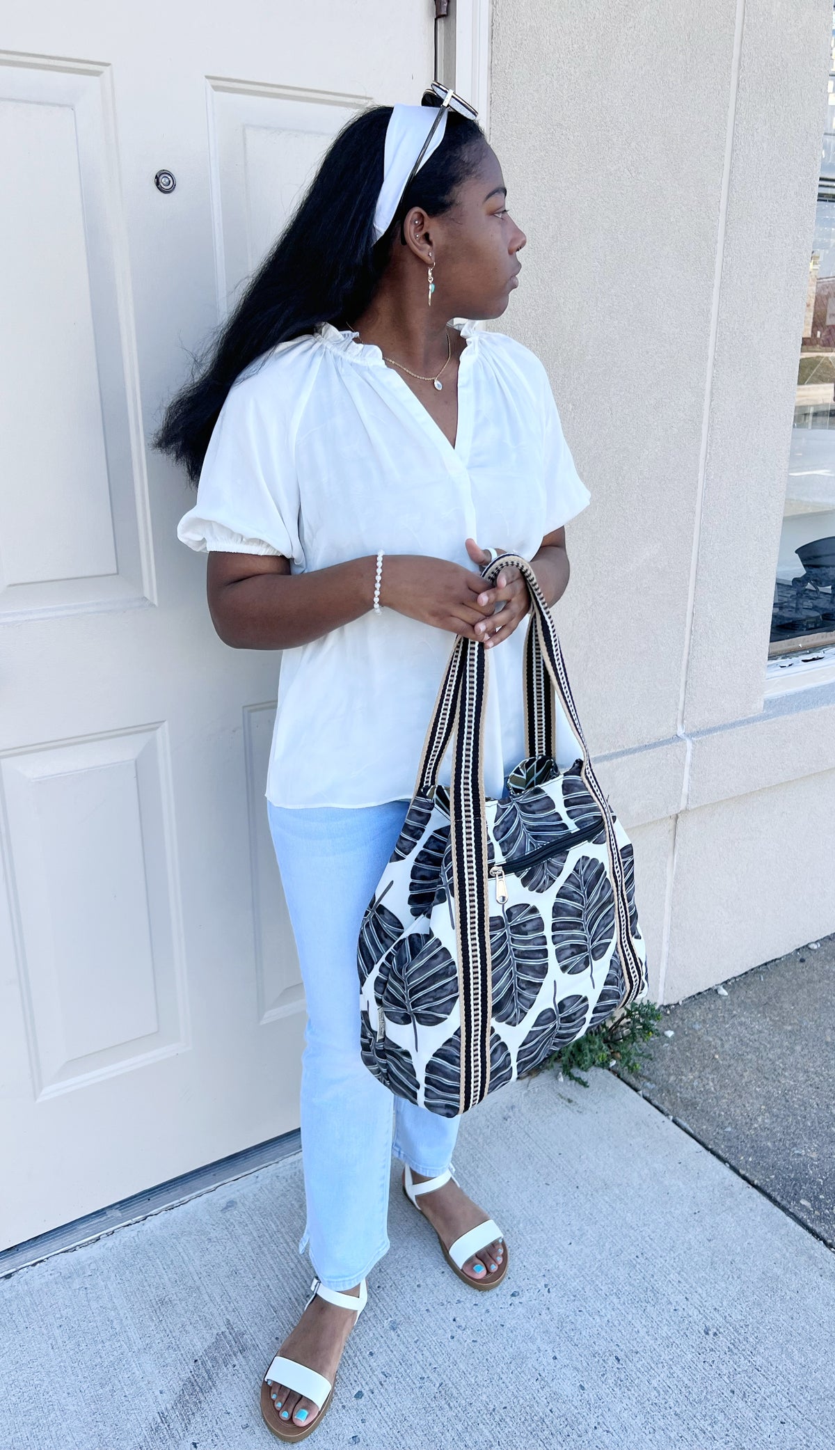 Short Sleeve Peasant Blouse w/ Ruffle Neck