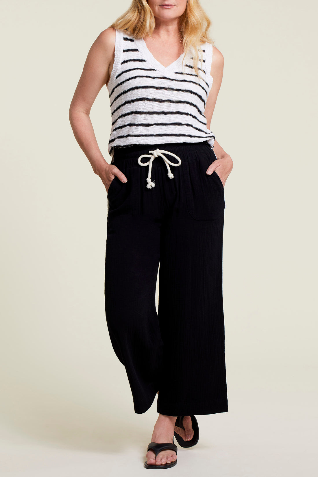 Wide Leg Pant w/ Drawstring