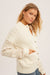 Fair Isle Sleeve Mock Neck Button Down Cardigan