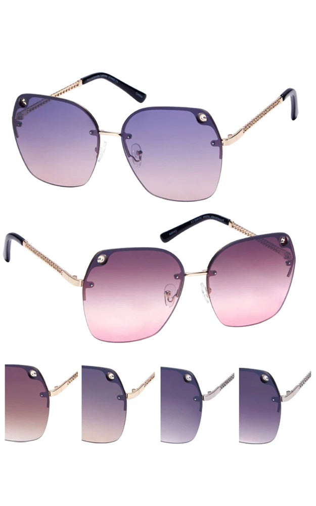 Rimless Ombre Framed Sunglasses