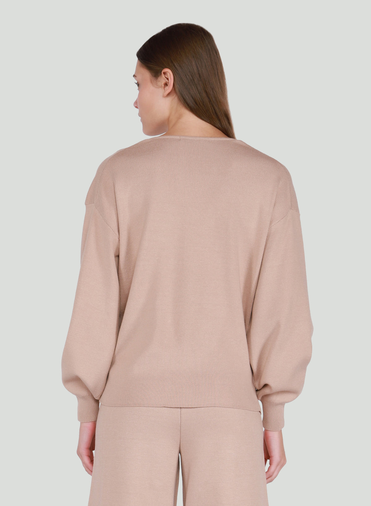 V Neck Balloon Sleeve Sweater
