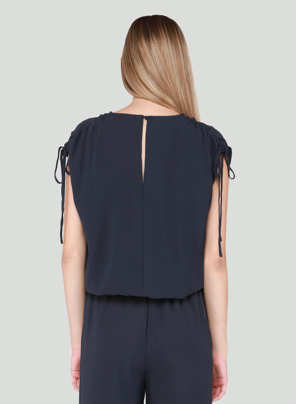 Drawstring Shoulder Top w/ Elastic Hem