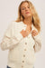 Fair Isle Sleeve Mock Neck Button Down Cardigan